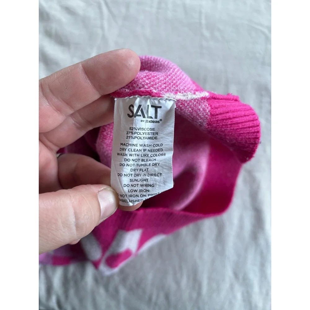 SALT‎ by Ideas Kids Pink Heart Checkerboard Knit Crewneck Sweater Size 1-2 Years